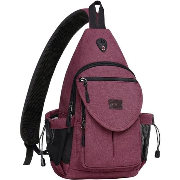 Handbags - Sling Backpack, Canvas Crossbody Bag Red